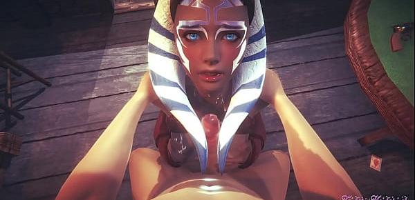  Starwars Hentai POV Ahsoka 3D 4D - blowjob and fucked cowgirl stily with creampie